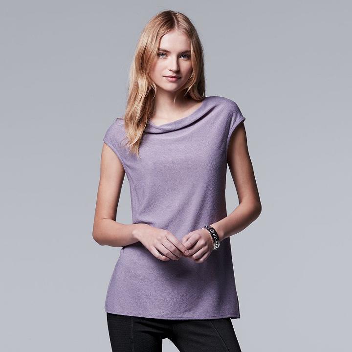 Women's Simply Vera Vera Wang Simply Separates Drapeneck Top, Size: Large, Med Purple