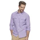 Men's Marc Anthony Slim-fit Linen-blend Textured Button-down Shirt, Size: Xl, Med Purple