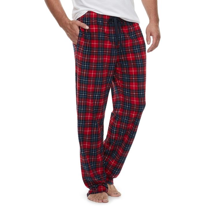 Big & Tall Croft & Barrow&reg; Patterned Microfleece Lounge Pants, Men's, Size: M Tall, Med Red