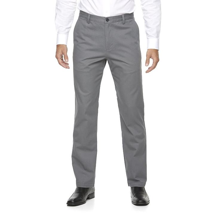 Big & Tall Croft & Barrow&reg; Classic-fit Essential Khaki Flat-front Pants, Men's, Size: 38x36, Grey