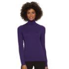 Women's Chaps Solid Turtleneck, Size: Small, Purple