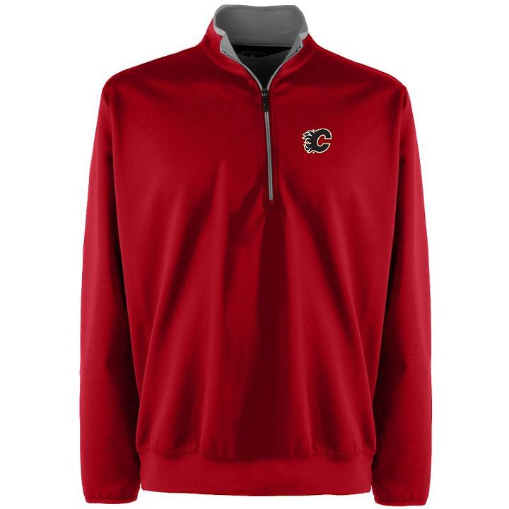 Men's Calgary Flames 1/4-zip Leader Pullover, Size: Medium, Red