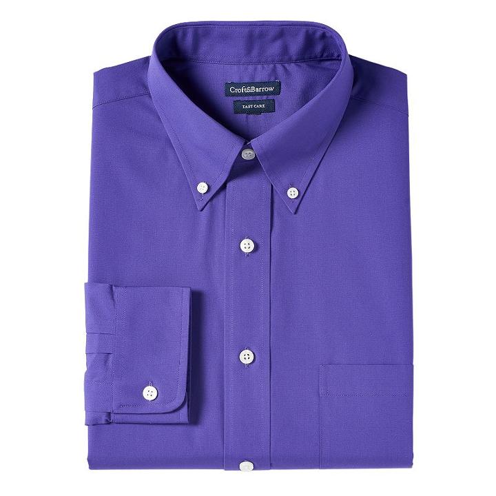 Men's Croft & Barrow&reg; Classic-fit Easy Care Button-down Collar Dress Shirt, Size: 17-34/35, Purple