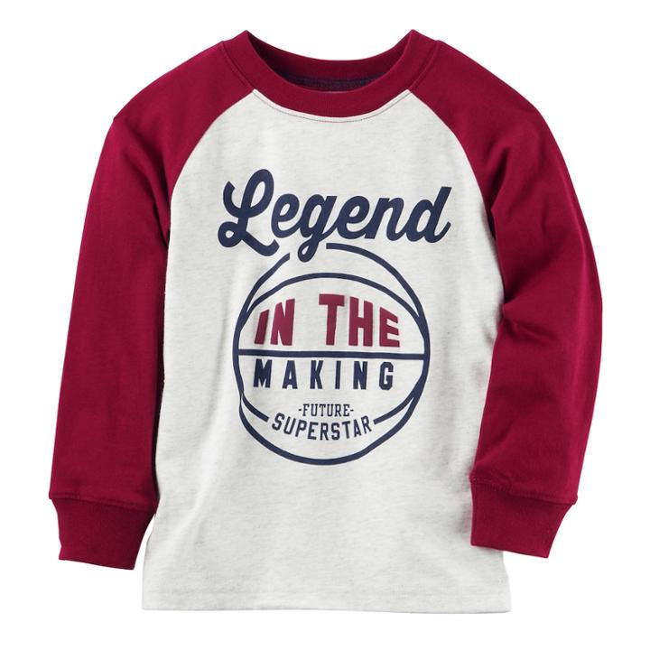 Baby Boy Carter's Legend In The Making Basketball Raglan Tee, Size: 12 Months, Light Grey