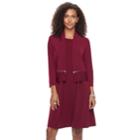 Women's Nina Leonard Zip Open-front Cardigan, Size: Small, Med Red