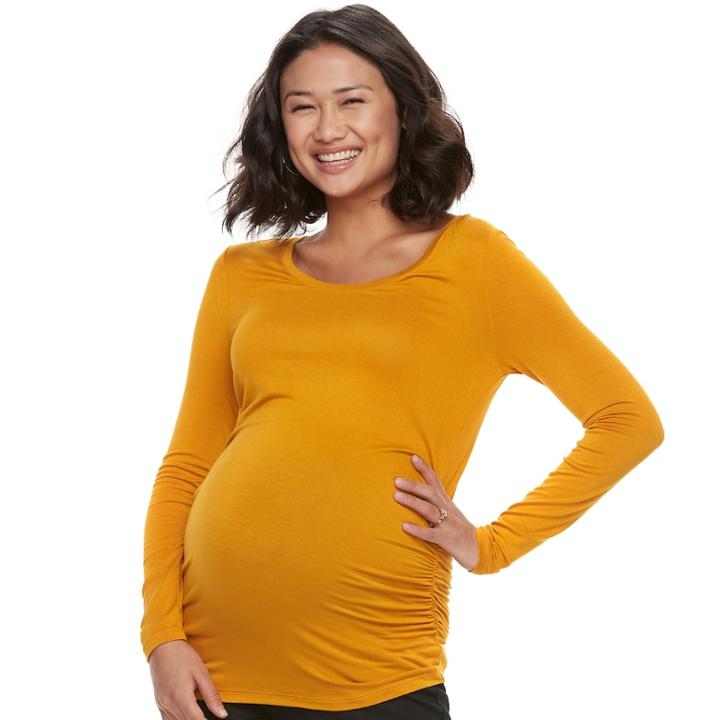 Maternity A:glow Ruched Scoopneck Tee, Women's, Size: Xl-mat, Drk Orange
