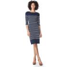 Women's Chaps Striped Boatneck Sheath Dress, Size: Medium, Blue
