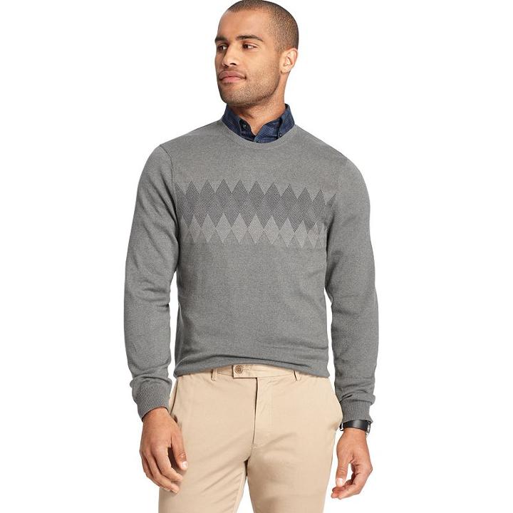 Big & Tall Van Heusen Argyle Fine-gauge Sweater, Men's, Size: 2xb, Grey Other