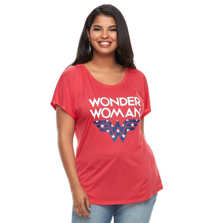 Juniors' Plus Size Dc Comics Wonder Woman Americana Tee, Size: 3xl, Brt Red