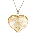 14k Gold Mother-of-pearl Butterfly Heart Pendant, Size: 18, Multicolor