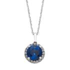 Platilite Lab-created Sapphire & White Topaz Halo Pendant, Women's, Size: 18, Blue