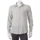 Men's Marc Anthony Slim-fit Striped Linen-blend Button-down Shirt, Size: Medium, Lt Beige