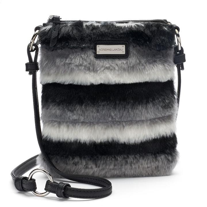 Adrienne Landau Striped Faux-fur Crossbody Bag, Women's, Black