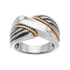 Two Tone Sterling Silver Twist Ring, Women's, Size: 7, Grey