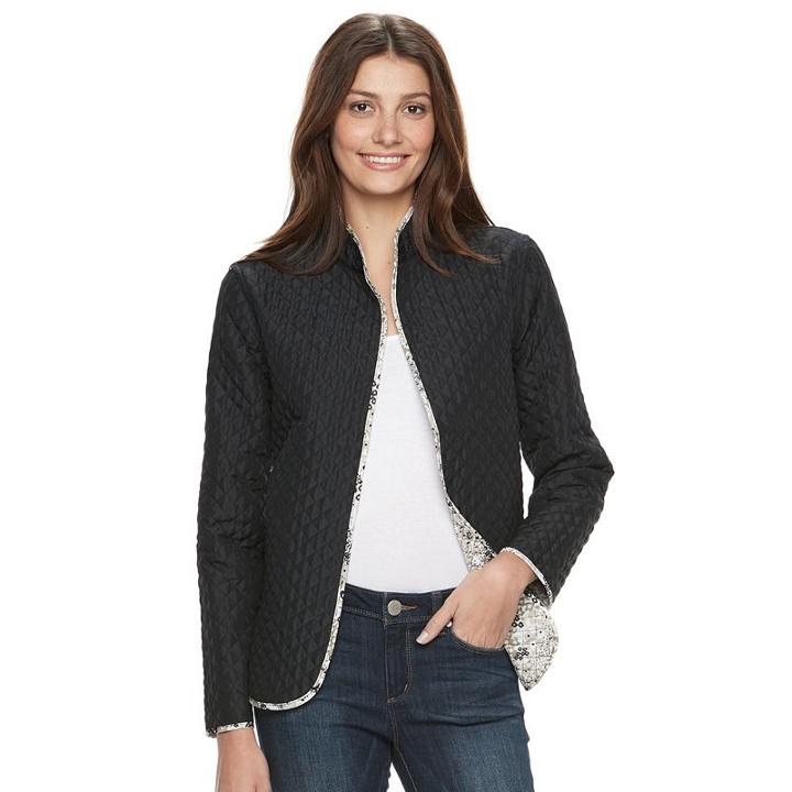 Plus Size Napa Valley Reversible Quilted Jacket, Women's, Size: 20 W, Black