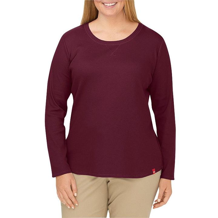 Plus Size Dickies Thermal Crewneck Tee, Women's, Size: 2xl, Dark Red