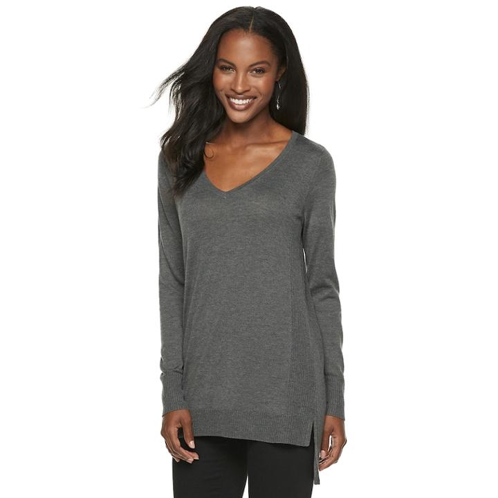 Women's Apt. 9&reg; Ribbed Back Tunic, Size: Xs, Med Grey