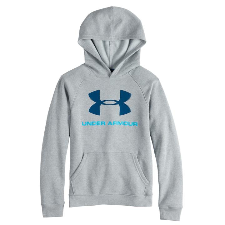 Boys 8-20 Under Armour Rival Logo Hoodie, Size: Large, Med Grey