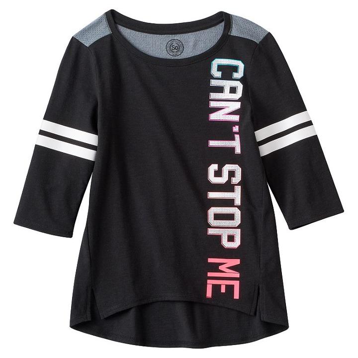 Girls 7-16 & Plus Size So&reg; Mesh High-low Tee, Girl's, Size: 14 1/2, Light Grey