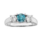 14k White Gold 1-ct. T.w. Round-cut Igl Certified Blue And White Diamond 3-stone Ring, Women's, Size: 5.50