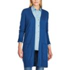 Women's Chaps Open-front Long Sleeve Cardigan, Size: Large, Blue