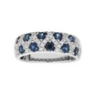 14k White Gold Sapphire & 1/3 Carat T.w. Diamond Crisscross Ring, Women's, Size: 7.50, Blue