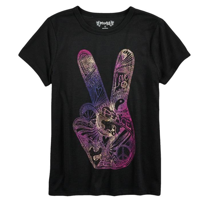 Girls 7-16 & Plus Size Mudd&reg; Graphic Tee, Size: 12 1/2, Black