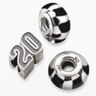 Insignia Collection Nascar Matt Kenseth Sterling Silver 20 And Checkered Flag Bead Set, Women's, Black