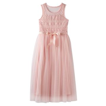 Girls 7-16 Lilt Crochet Lace Bodice Mesh Maxi Dress, Girl's, Size: 14, Light Pink