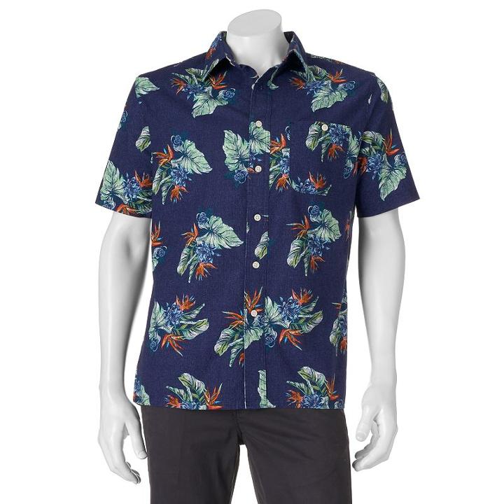 Men's Croft & Barrow&reg; Classic-fit Tropical Button-down Shirt, Size: Large, Blue