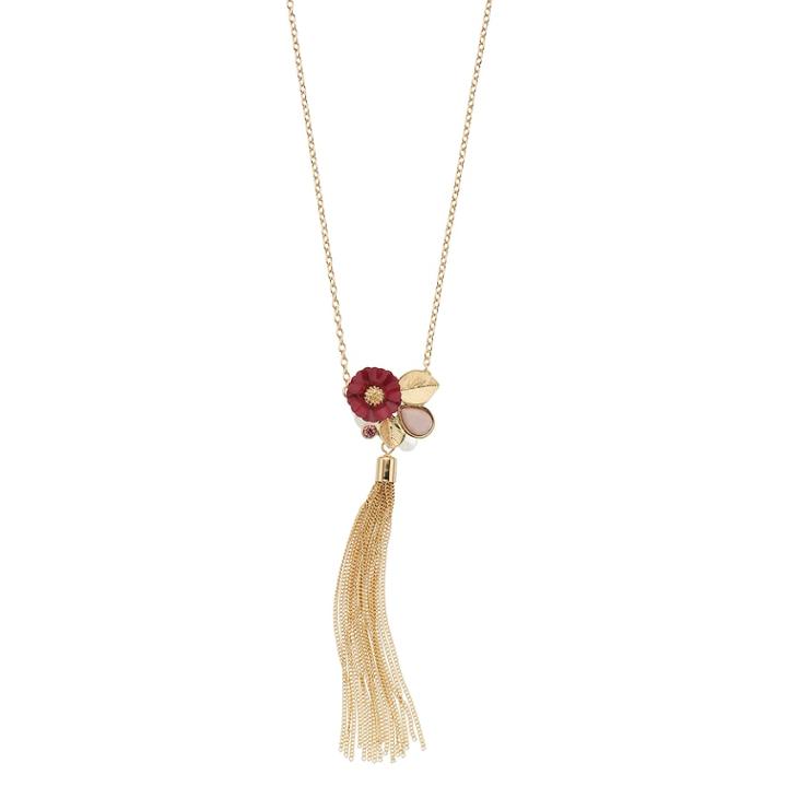 Lc Lauren Conrad Floral Tassel Necklace, Women's, Pink
