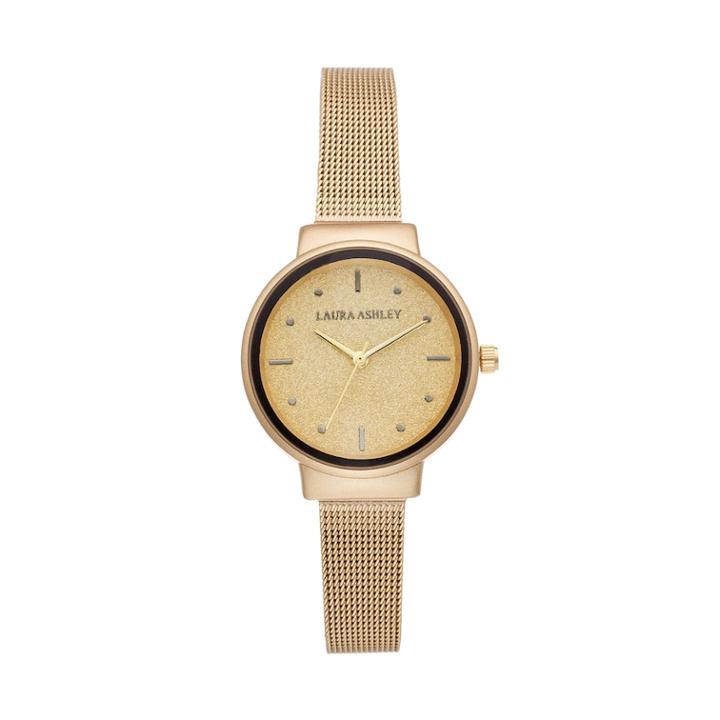 Laura Ashley Women's Glitz Dial & Mesh Band Watch, Size: Medium, Yellow