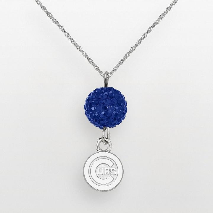 Logoart Chicago Cubs Sterling Silver Crystal Logo Pendant, Women's, Size: 18, Blue