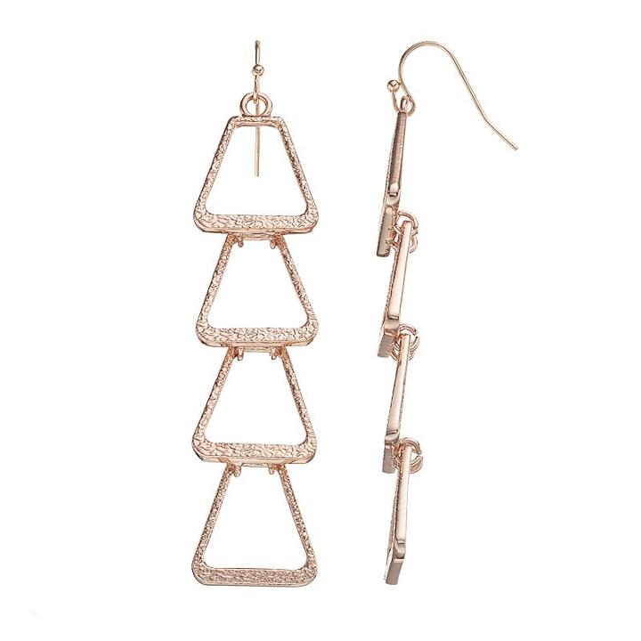Jennifer Lopez Tiered Triangular Drop Earrings, Women's, Dark Pink