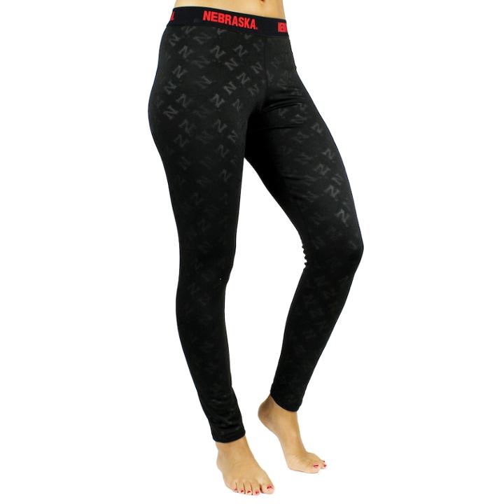 Nebraska Cornhuskers Embossed Fleece-lined Leggings, Women's, Size: Xl, Black