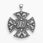 Insignia Collection Nascar Kyle Busch Sterling Silver 18 Maltese Cross Pendant, Adult Unisex, Grey