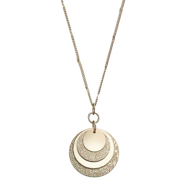 Lc Lauren Conrad Gold Tone Long Multi Disc Pendant Necklace, Women's