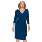Plus Size Chaps Surplice Faux-wrap Dress, Women's, Size: 18 W, Blue
