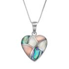 Abalone & Mother-of-pearl Sterling Silver Heart Pendant Necklace, Women's, Size: 18, Pink
