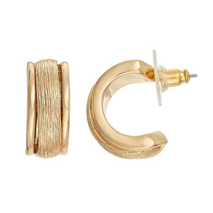 Dana Buchman Textured Half Hoop Earrings, Women's, Gold