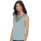 Women's Rock & Republic&reg; Lace-up Grommet Tank, Size: Xl, Med Grey