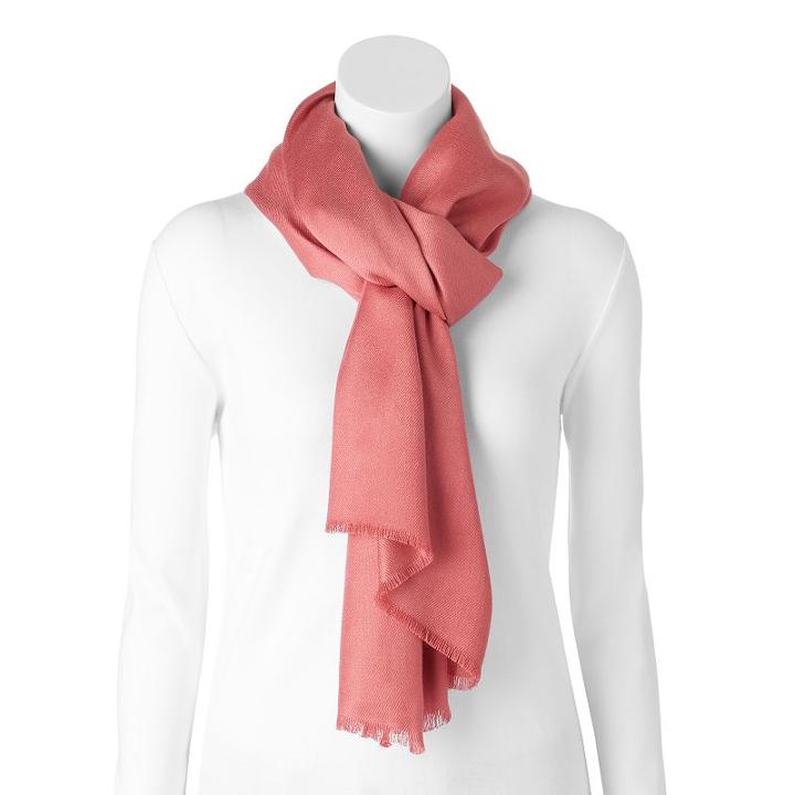 Lc Lauren Conrad Solid Fringed Pashmina Oversized Scarf, Women's, Dark Red