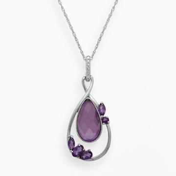 Chloe And Zoe Sterling Silver Amethyst And White Quartz Teardrop Pendant, Women's, Size: 18, Purple