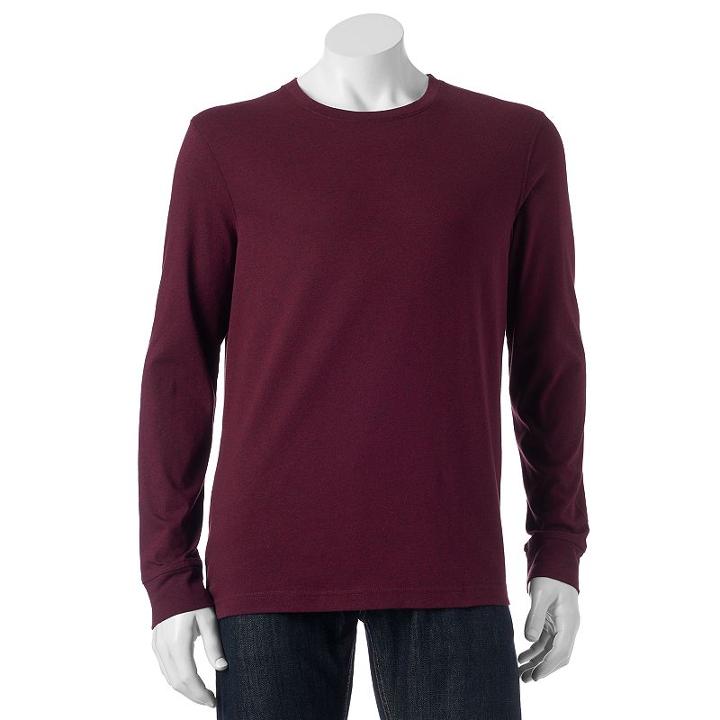 Men's Croft & Barrow&reg; Classic-fit Easy-care Crewneck Tee, Size: Medium, Dark Red