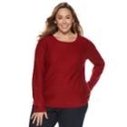 Plus Size Croft & Barrow&reg; Curved Hem Sweater, Women's, Size: 2xl, Dark Red