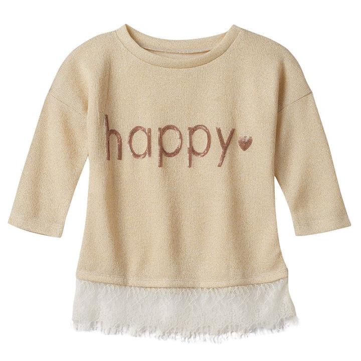 Girls 7-16 Miss Chievous 3/4-length Drop-shoulder Lace Hem Verb Top, Girl's, Size: Medium, Natural