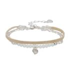 Lc Lauren Conrad Beaded Leaf Charm Double Strand Bracelet, Women's, Grey