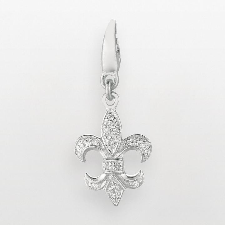 Sterling Silver Diamond Accent Fleur-de-lis Charm, Women's, Grey