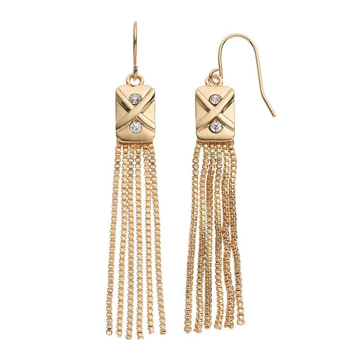 Jennifer Lopez Box Chain Fringe Earrings, Women's, Gold