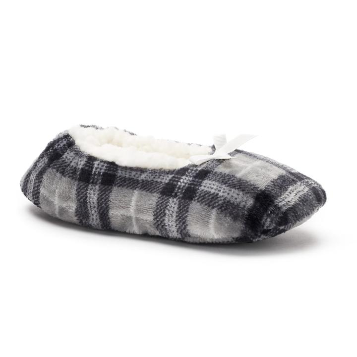 Women's Sonoma Goods For Life&trade; Plaid Fuzzy Babba Ballerina Slippers, Size: S-m, Black